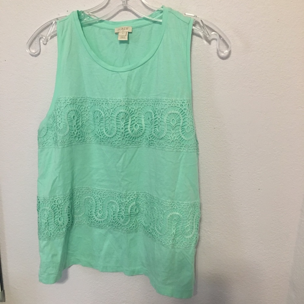 J Crew  mint Small embroidered tank